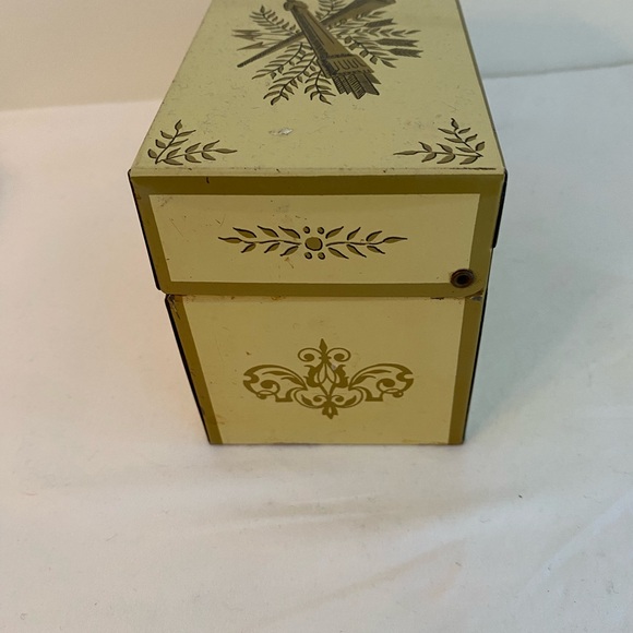 Metal Ohio Art Company Recipe Card Holder Box 1970s Rustic Farmhouse Vintage MCM - Picture 7 of 15